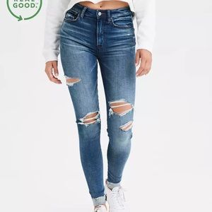 Distressed AE Super Hi-Rise Jegging